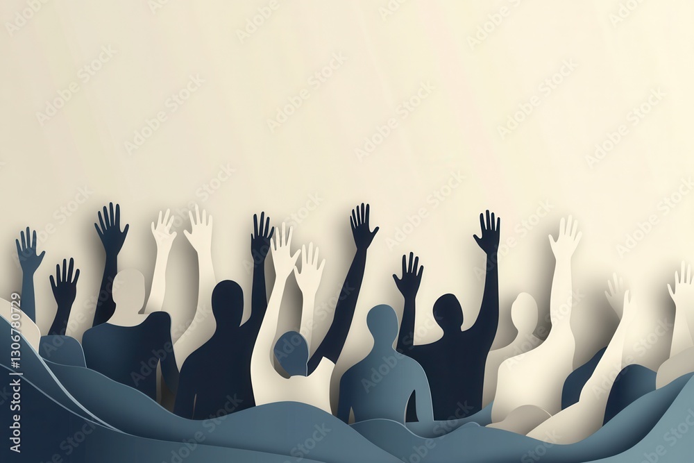 Poster unity and collaboration inspire positive change in a modern flat design silhouette background genera