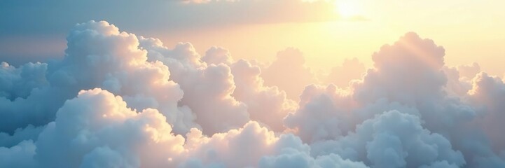 Diaphanous layers of white clouds filter the sunlight filtering through, tranquil, diaphanous, cloud