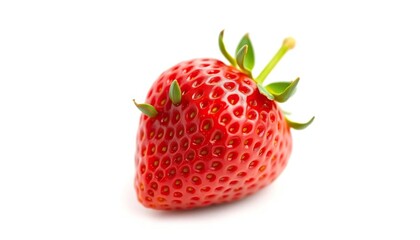 A single ripe strawberry, vibrant red, isolated on pure white, isolated, image