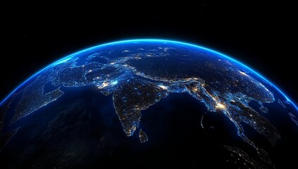 Fototapeta premium Earth at night, Asian lights