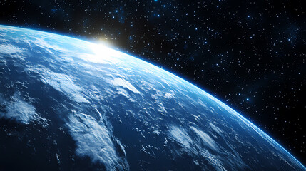 Fototapeta premium Earth from Space with Sunrise or Sunset Glow