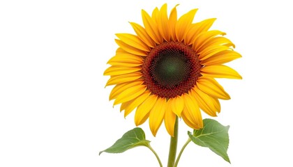 Obraz premium Single, wilted sunflower isolated on pure white, single, autumn