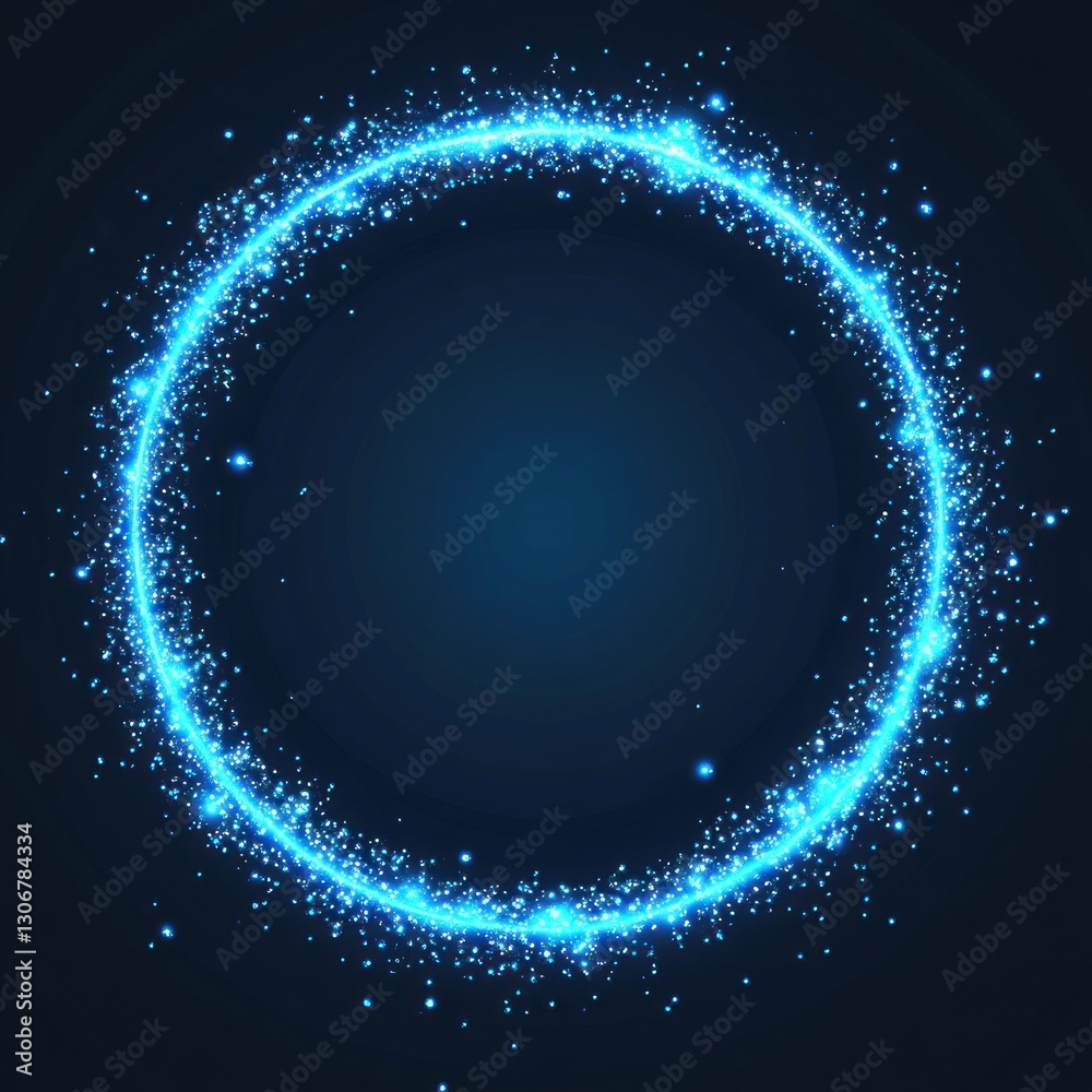 Wall mural blue light circle effect flare blue.