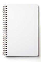 Blank spiral notebook diary page white background.