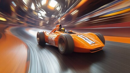 Racing into tomorrow a single seater sportscar pushing to the limit on track