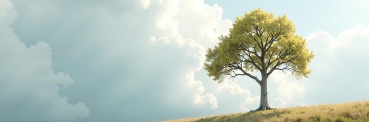 Fototapeta premium Single branch hanging down from a gray-white cloudy sky, single, tree