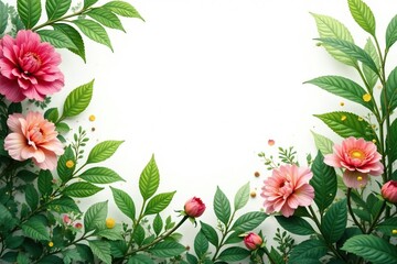 Fototapeta premium Foliage leaves clusters isolated on white background, flowers, plants