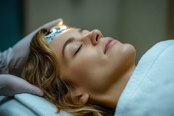 Fototapeta premium Relaxation and Rejuvenation During Facial Treatment Session