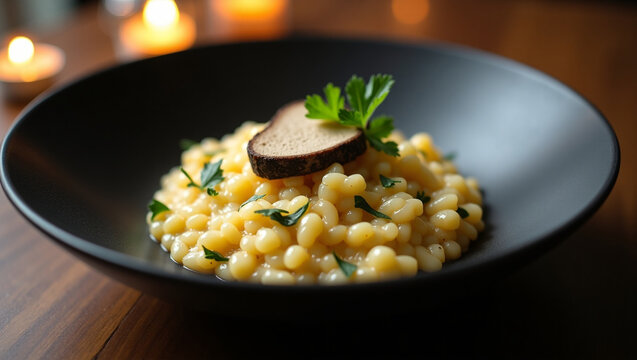 Fine Dining Couscous Dish with Lemon and Mint Restaurant Vegetarian Meal