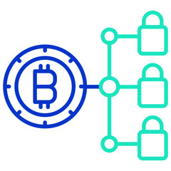block chain outline dual color icon