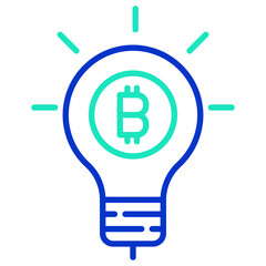 crypto Idea bulb outline dual color icon