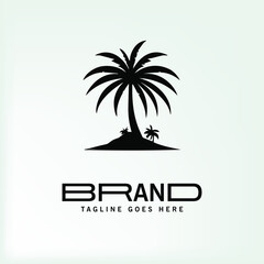 Obraz premium vector illustration of a tropical beach tree logo 