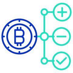 Bitcoin structure outline dual color icon