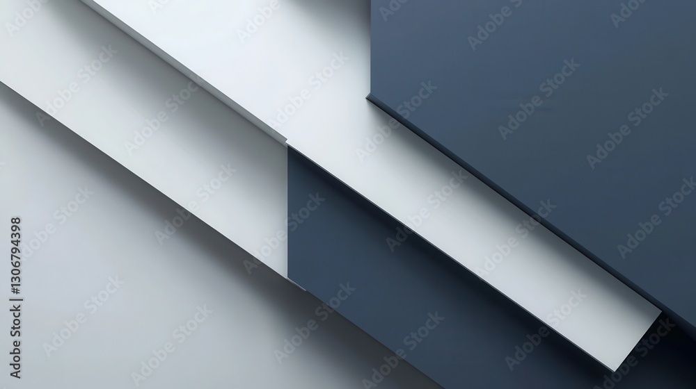 Poster modern minimalist design with a white and navy blue geometric background perfect for corporate brand