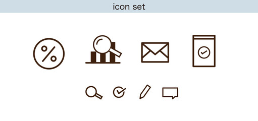 ビジネス・マーケティング分析アイコンセット（検索・データ分析・レポート）