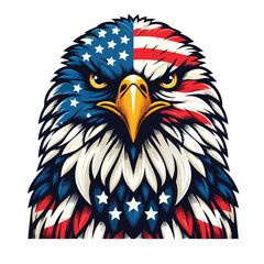 Patriotic Eagle head logo with American flag pattern Flat vector