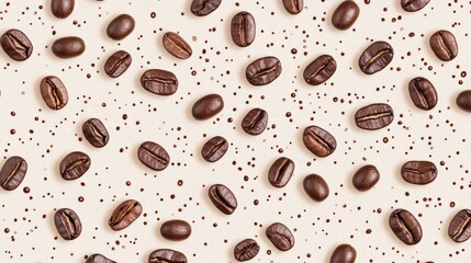 Obraz premium Coffee Bean Background: A Delightful Scatter of Roasted Coffee Beans