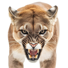 Majestic Mountain Lion Portrait on transparent background.