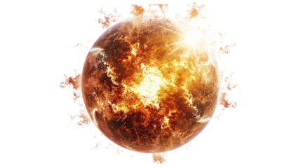 The star, a burning mass of plasma generating heat and light across the universe isolated on transparent background