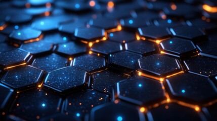 Obraz premium futuristic hexagonal pattern with glowing blue highlights