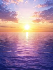 Fototapeta premium Serene Sunrise Over Calm Ocean Waves with Colorful Sky Reflection