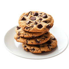 Delicious Chocolate Chip Cookies on transparent background.