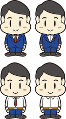 サラリーマン（七三分け・ブルー・セット）