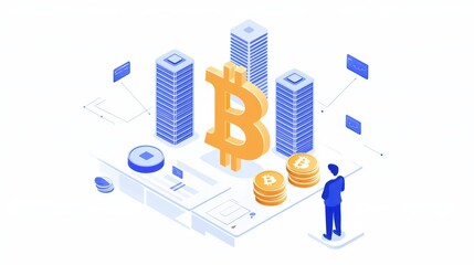 Digital Currency Investment and Trading Concept with Cryptocurrency Symbol and Data Analysis Tools