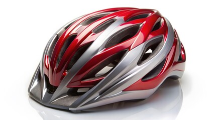 Fototapeta premium Red and Silver Bicycle Helmet