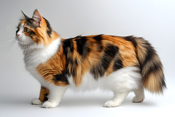 British cat standing with white background