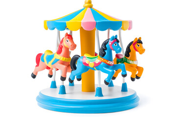 Obraz premium Carousel with horse 3d model isolated on white background