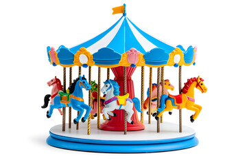 Obraz premium Carousel with horse 3d model isolated on white background