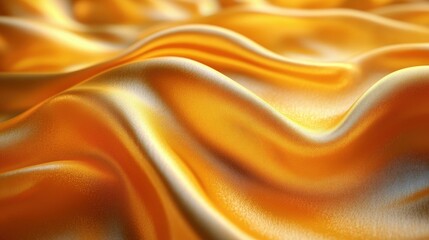 Fototapeta premium golden satin fabric in soft waves background,cartoon illustration style