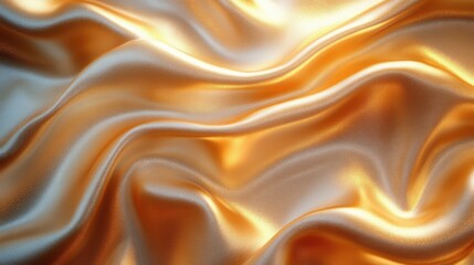 Obraz premium golden satin fabric in soft waves background,cartoon illustration style