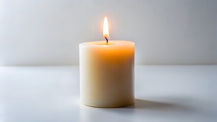 Lit Candle on White Surface