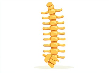 Bright Yellow Cartoon Spine Illustration on White Background