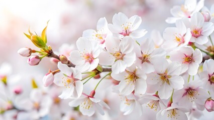 Obraz premium White Cherry Blossoms Close-up