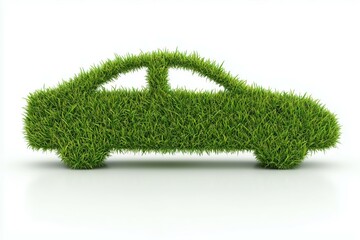 A green car shape made of grass and foliage.