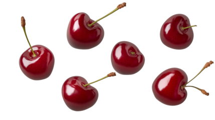 red cherries isolated on transparent background Generative Ai