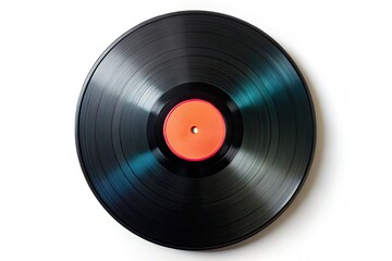 Obraz premium Generative AI creates a vintage panoramic vinyl record cover, isolated against a pure white background.