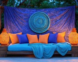 Immerse yourself in the captivating allure of a Vibrant tapestry of wind-driven decorations creating a dynamic festival backdrop Discover the essence of celebration through enchanting imagery, where