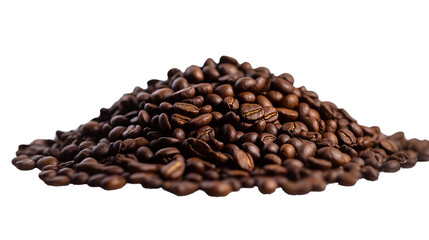 pile of coffee beans isolated on white or transparent png 
