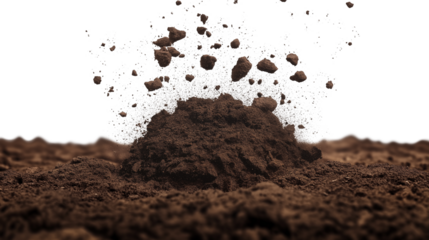 falling soil earth isolated on white or transparent png