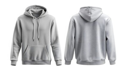 Grey Hoodie Mockup, Front and Back View