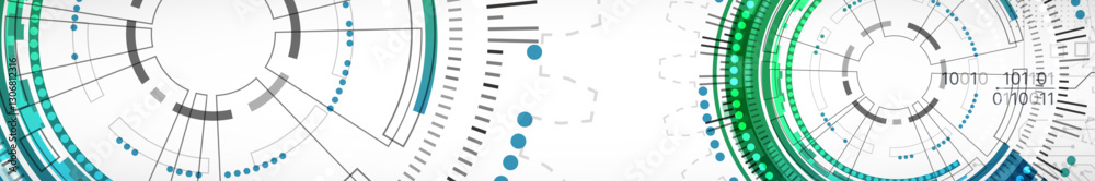 Poster Abstraction on the theme of tech circles. Scientific and technological background. Vector background.
