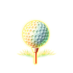 Golf holographic 3D icon. neon symbol vector illustration isolated on white background. Generative AI