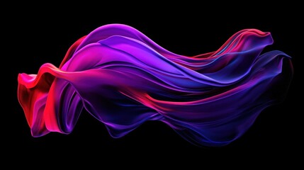 Fototapeta premium Colorful flowing fabric against a stark solid black background