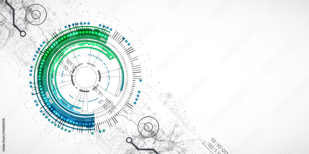 Leinwandbilder Abstraction on the theme of tech circles. Scientific and technological background. Vector background.