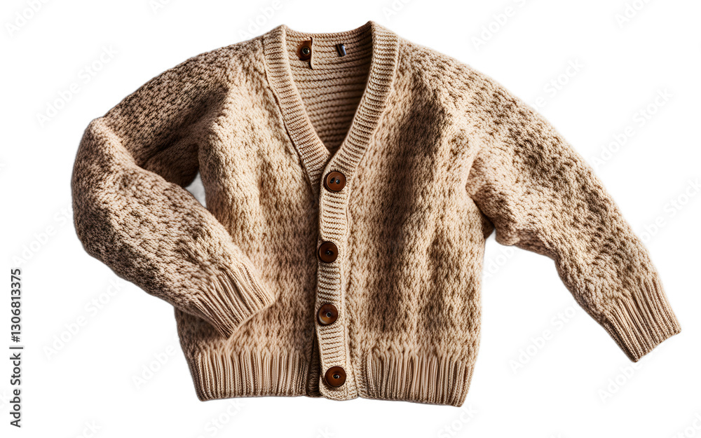 Aufkleber a cozy cardigan with button closures and ribbed sleeves, isolated on a empty plain background