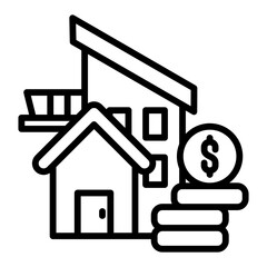 Home Value Icon in Outline Style. Simple Vector Design. Simple Vector Outline Icon